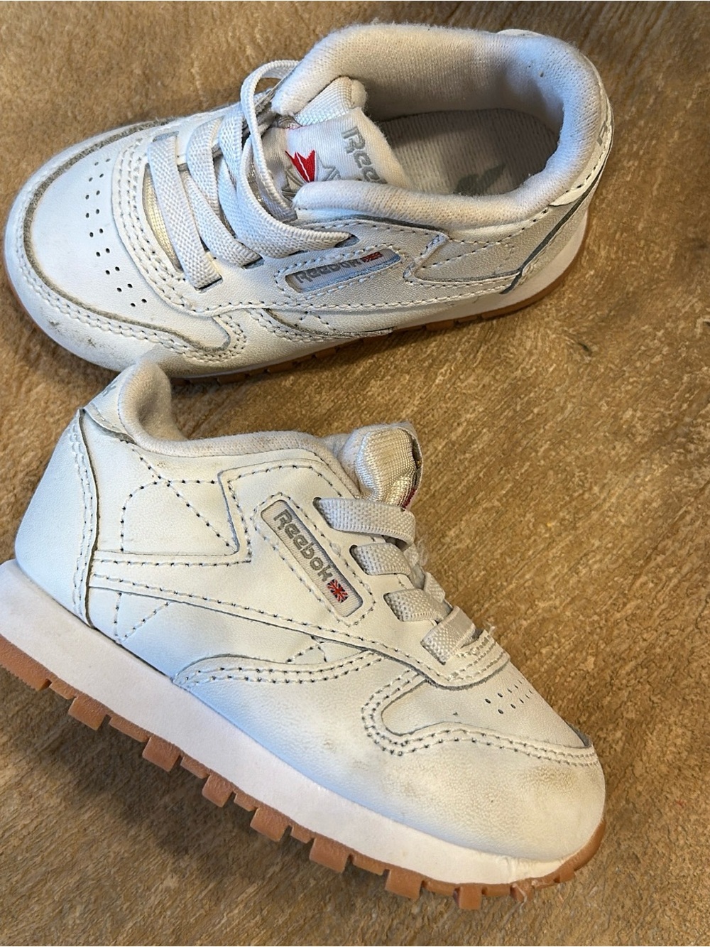 Reebok Kids White Leather Sneakers with Gum Outsole